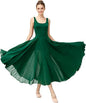Women's U Neck Sleeveless Lyrical Dance Dress Contemporary Ballet Costume Flowy Tulle Skirt with Shorts