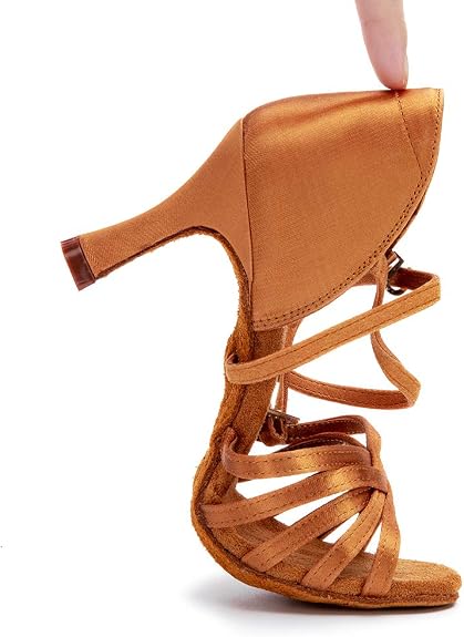 Women's Latin Dance Shoes Satin Professional Ballroom Salsa Practice Performance Dance Shoes