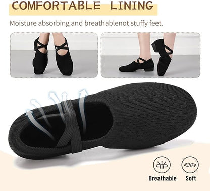 Women's Latin Dance Practice Shoes for Beginners 1" Low Heel