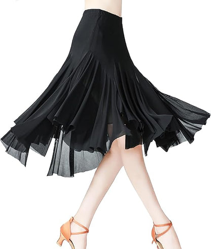 Women Ballroom Dance Skirts Long Swing Skirt Waltz Latin Salsa Belly Dance Skirt for Dancing Flamenco Costume