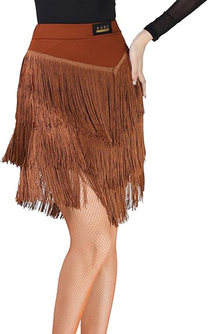 Women's Fringe Mini Skirt High Waisted Tassel Bodycon Party Skirt Ballroom Latin Tango Slasa Dance Skirt