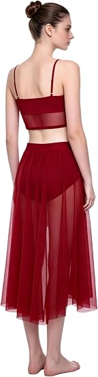 Women Lyrical Dance Costume,2pcs Dance Dress