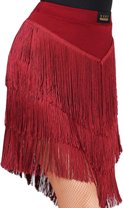 Women's Fringe Mini Skirt High Waisted Tassel Bodycon Party Skirt Ballroom Latin Tango Slasa Dance Skirt