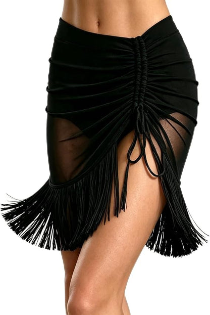 Fringe Skirt for Women Salsa Party Latin Dance Skirt with Shorts Rave Outfit