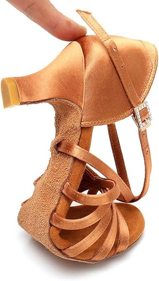 Women's Latin Dance Shoes Satin Professional Ballroom Salsa Practice Performance Dance Shoes