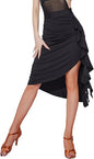 Women Latin Dance Skirt High Waist Irregular High Low Ruched Bodycon Midi Skirt Split Pencil Shorts Skirt Skirts