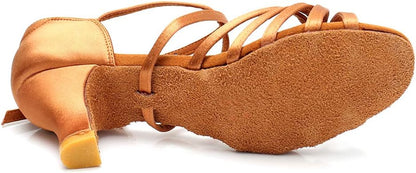 Women's Latin Dance Shoes Satin Professional Ballroom Salsa Practice Performance Dance Shoes
