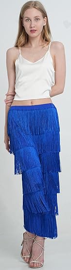 Women's 7 Tier Tassel Latin Dance Fringe Pants