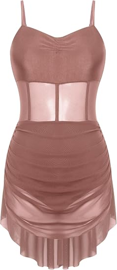 Lyrical Dance Costume for Women, Camisole Dress | Cami Strap, Mesh Flattering Waist Design, Soft Flowy Tulle Skirt, For Modern Lyrical, Studio to Stage