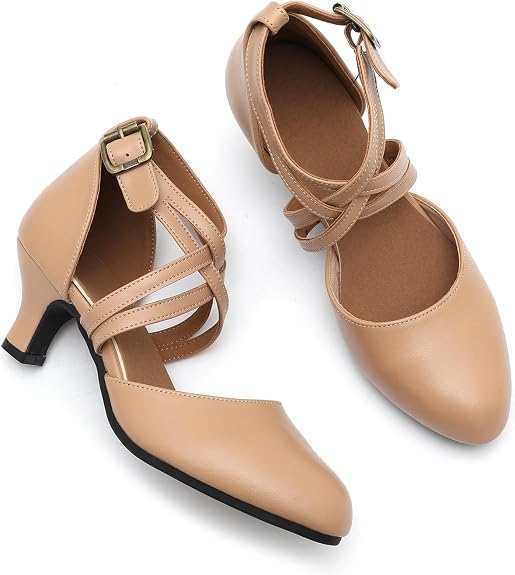1920s Black Character Women's Dance Shoes 2 Inch Heel Closed Toe Suitable for Tango Fellowship Salsa Flamenco Wedding