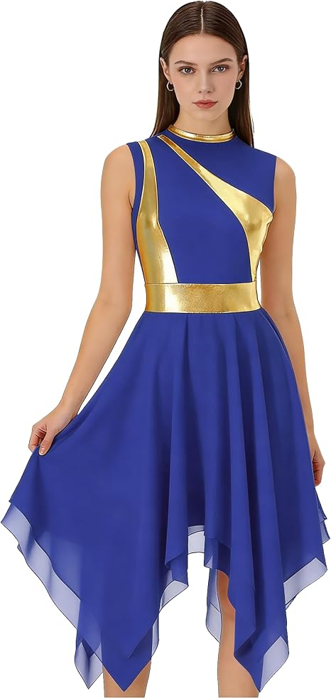 Women's Praise Dance Dress Lyrical Tunic Church Worship Dancewear