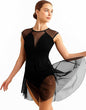 Contemporary Dress Lyrical Dance Costume for Women Hollow Back Breathable Mesh Cap Sleeve