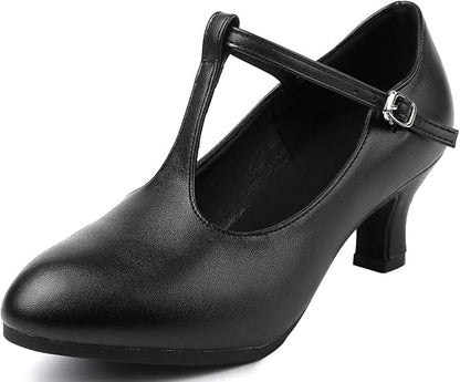 2'' Women's Character Shoes T-Strap Ballroom Dance Heels