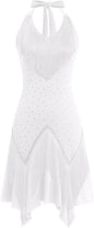 Women Halter Rhinestone Fringe Latin Dance Flapper Dress