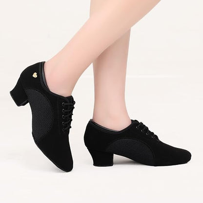 Women's Latin Dance Shoes Lace-up Ballroom Modern Salsa Rhythm Teaching Practice Professional Performance Dance Shoes