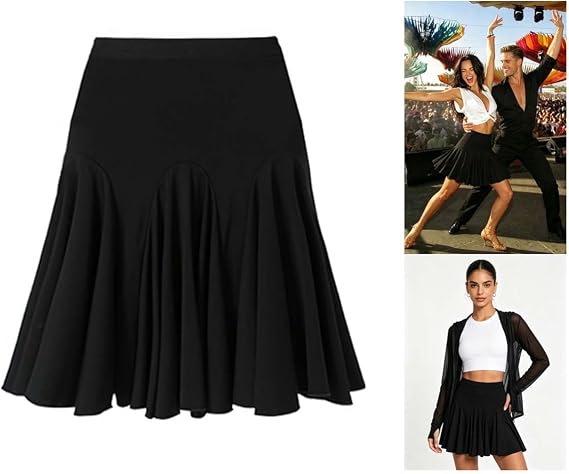 Ruffle Skirt Dance Wear Clothes for Women Black Ballroom Salsa Latin Dance Skirt