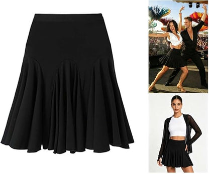 Ruffle Skirt Dance Wear Clothes for Women Black Ballroom Salsa Latin Dance Skirt