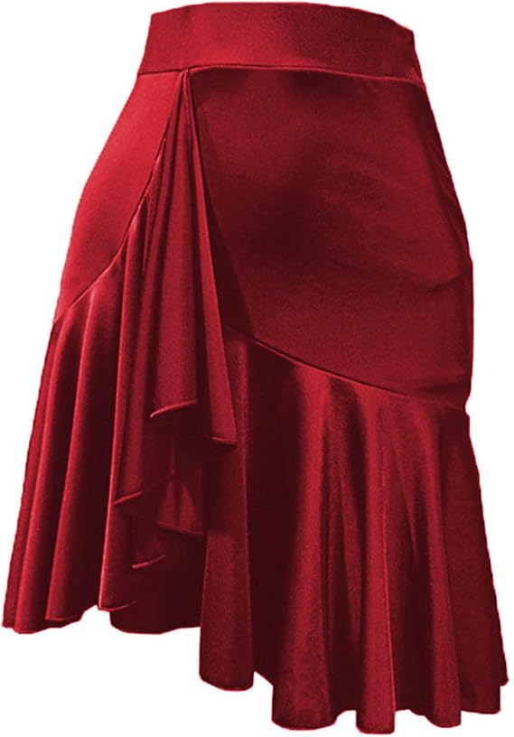 Asymmetrical Latin Dance Skirt for Women Ballroom Salsa Skirt with Shorts