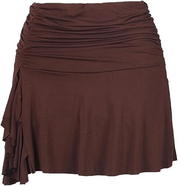 Black Ruffle Skirt with Shorts Ruched Mini Slit Latin Salsa Skirt Dance Outfits for Women