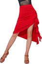 Women Latin Dance Skirt High Waist Irregular High Low Ruched Bodycon Midi Skirt Split Pencil Shorts Skirt Skirts