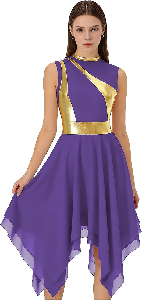 Women's Praise Dance Dress Lyrical Tunic Church Worship Dancewear