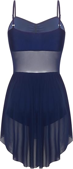 Lyrical Dance Costume for Women, Camisole Dress | Cami Strap, Mesh Flattering Waist Design, Soft Flowy Tulle Skirt, For Modern Lyrical, Studio to Stage