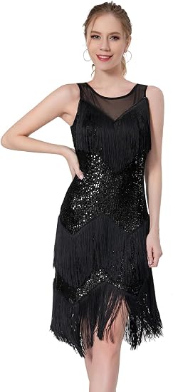 Women's Salsa Latin Dance Dress Glitter Sequin Fringe Flapper Party Ballroom Outfit