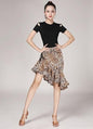 Women Latin Dance Mini Skirt Ballroom Salsa Rumba Training Skirt Skater Costume Ruffle Swing Skirt with Shorts