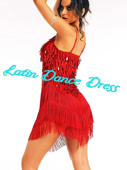 Tassel Latin Dance Dress Royal Blue Sequin Fringe Dresses for Women