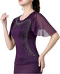 Women's Latin Dance Costume with Rhinestone Flared Sleeves, Stage Performance Ballroom Dancing Tops