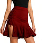 Wrap Latin Dance Skirt High Waist Slit Ballroom Concert Salsa Skirt Dance Clothes for Women