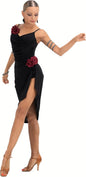 Latin Ballroom Dance Irregular Spaghetti Strap Dress