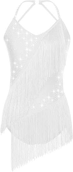 Women's Fringes Latin Dance Costume Halter Neck Sleeveless Bodysuit