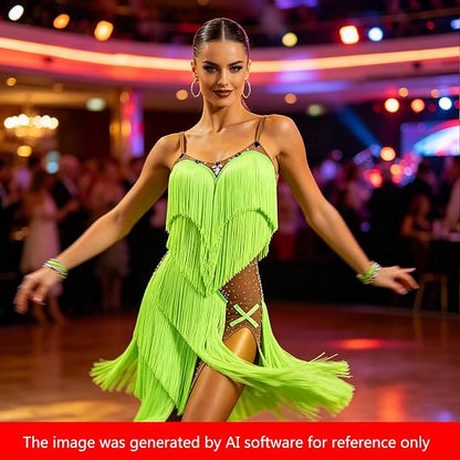 Women's Latin Dance Dress Tassels Competition Performance Elegant and Dynamic Dancewear