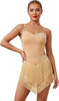 Rhinestone Fringe Bodysuit Women Sparkly Latin Jazz Dance Costume Halter Tassel Fringe Romper Acrobat Trapeze Outfits