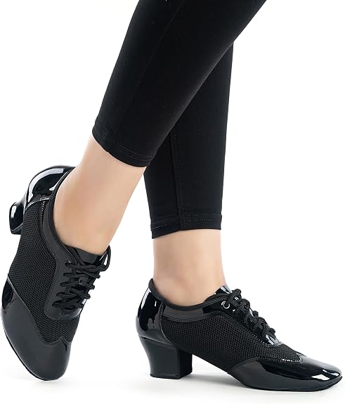 Women's 2" Practice Dance Shoes Latin Dance Shoes Lace-up Ballroom Modern Salsa Rhythm Teaching Practice Professional Performance Dance Shoes