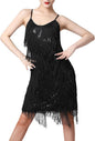 Women Sequin Tassel Dress Sleeveless Stand Collar Fringe Latin Salsa Cha Cha Jazz Dance Costume