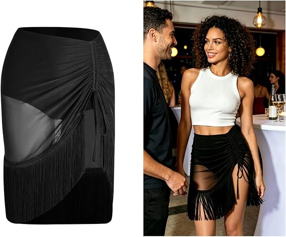 Fringe Skirt for Women Salsa Party Latin Dance Skirt with Shorts Dance Clothes Rave Outfit Dance Wear