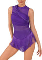 Women Sexy Rhinestone Fringe Latin Showgirl Bodysuit