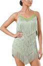 Rhinestone Latin Dance Dress for Women Fringe Bodysuit Tassel Leotard Fringe Romper Salsa Jazz Dance Costume