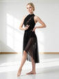 Womens Lyrical Dance Costumes Ballet Dance Dress Flowy Sheer Skirt Backless Dancewear