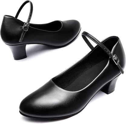 Womens Character Shoes Ankle Strap 1.5 2 Inch Latin Ballroom