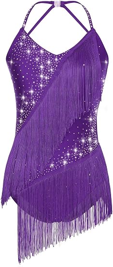 Women's Fringes Latin Dance Costume Halter Neck Sleeveless Bodysuit