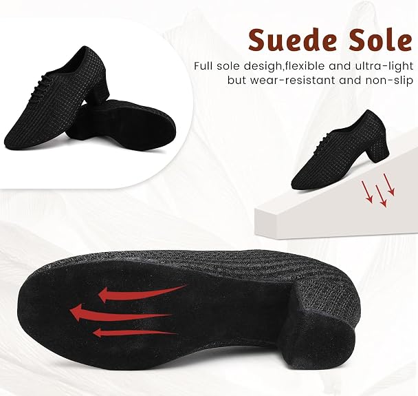 Women's Ballroom Dance Shoes Closed Toe Lace up Low Heel Professional Latin Teaching Dance Practice Shoes,Model LHD-301