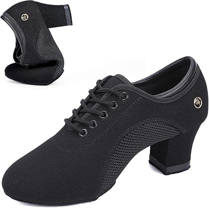 Women's Ballroom Dance Shoes 1.5 in/2 in Lace-Up Women's Latin Dance Shoes Suitable for Salsa Ballroom Modern Rhythm Jazz Banquets Teaching Practice Professional Performance
