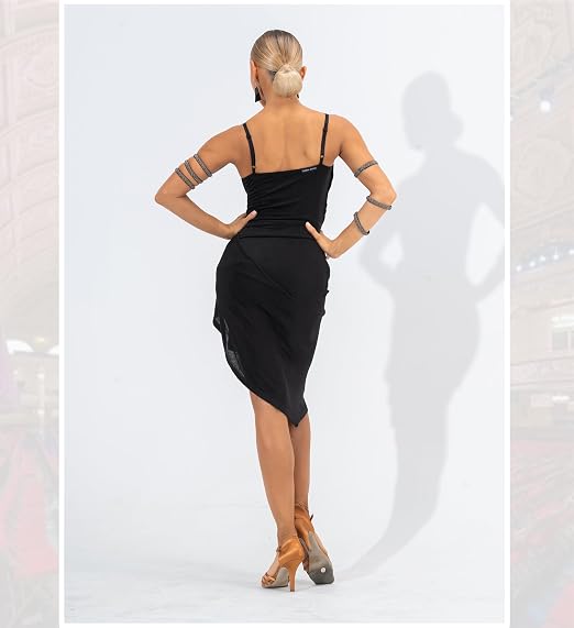 Latin Ballroom Dance Irregular Spaghetti Strap Dress