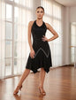Rhinestone Fringe Latin Dance Dress for Women Tassel Halter Flapper Dresses 1920s Gatsby Handkerchief Salsa Dancing Costume