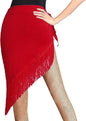 Ladies Latin Dance Fringed Triangle Hip Scarf Women High-Split Tassel Wrap Skirt Rumba Dancing Costume for Salsa Cha-cha