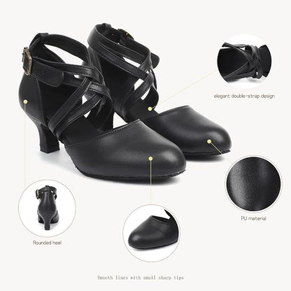 Latin Dance Shoes for Women,Lace-up Ballroom Heels for Modern Teaching Practice