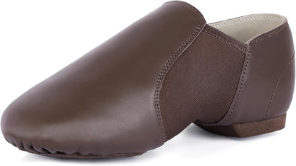 Leather Upper Jazz Shoe Slip-on for Women and Men's Dance Shoes